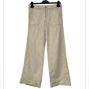 Anthropologie PILCRO and The LETTERPRESS Stripes Down Linen Blend Wide Leg Pants